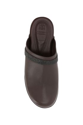 Brown leather embellished leather clogs Brunello Cucinelli | MZCWG2254C8243